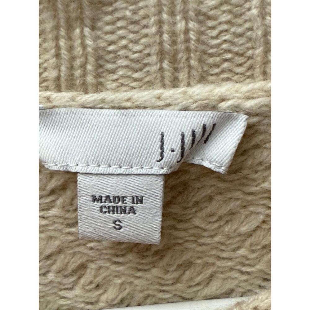 J Jill Cream Ribbed Mock Turtleneck Long Sleeve Sweater Size Small - Picture 2 of 9